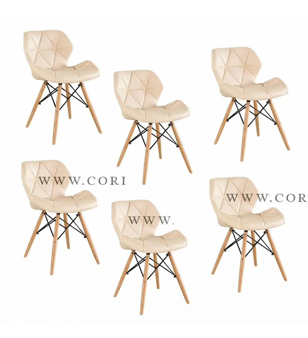 Pack 6 Silla Eames Mariposa Ecocuero