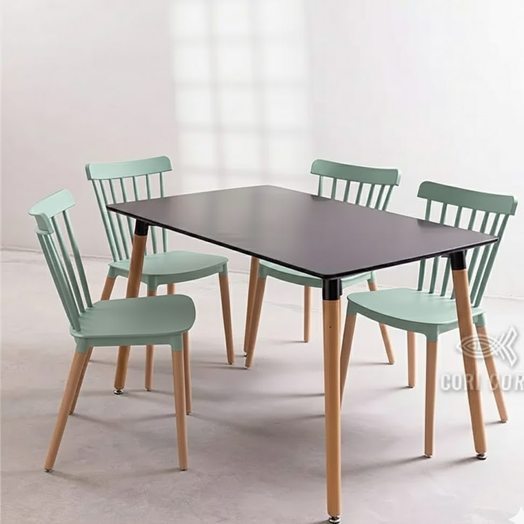 Comedor Mesa Rectangular Melamina 120 x 80 + 4 Sillas Windsor  15