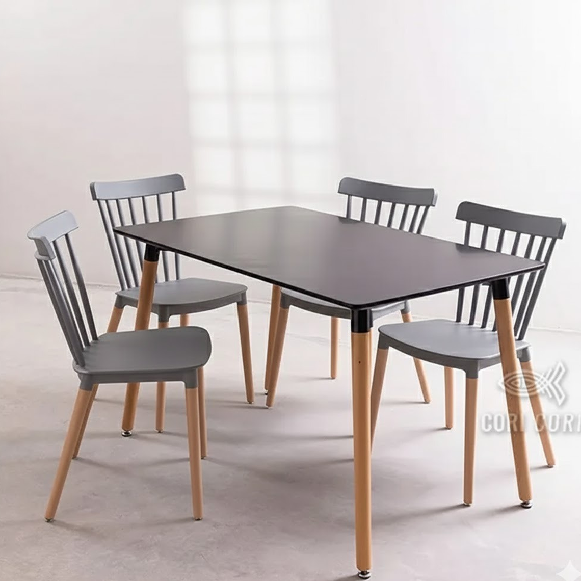 Comedor Mesa Rectangular Melamina 120 x 80 + 4 Sillas Windsor  17