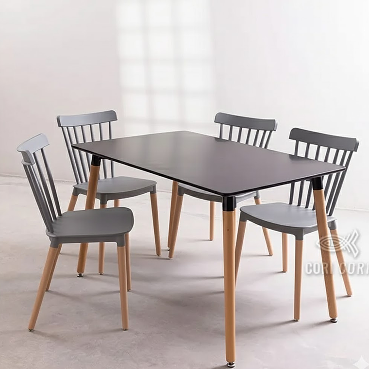 Comedor Mesa Rectangular Melamina 120 x 80 + 4 Sillas Windsor  17