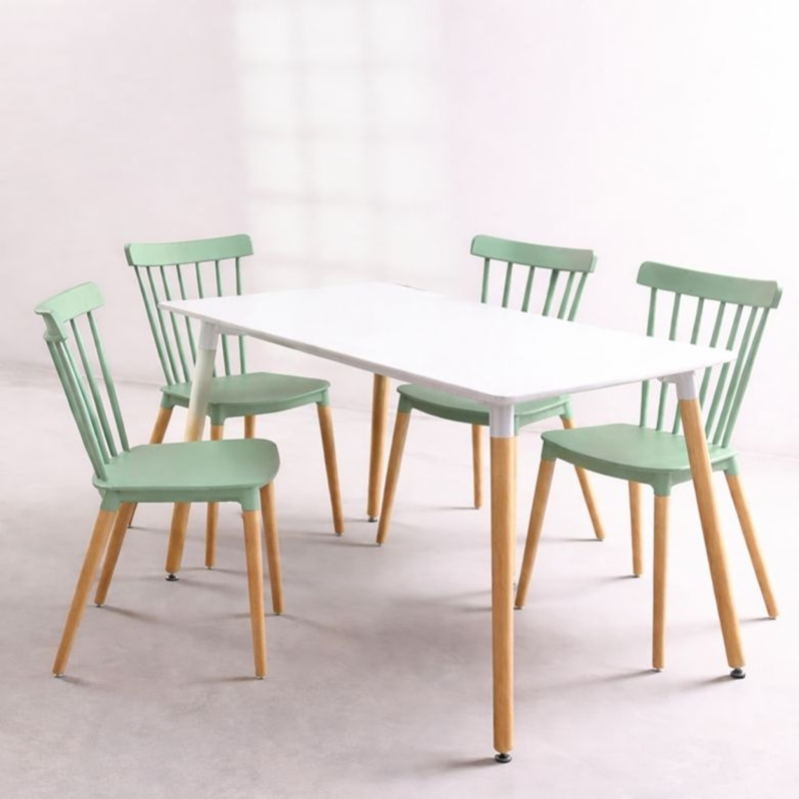 Comedor Mesa Rectangular Melamina 120 x 80 + 4 Sillas Windsor  20