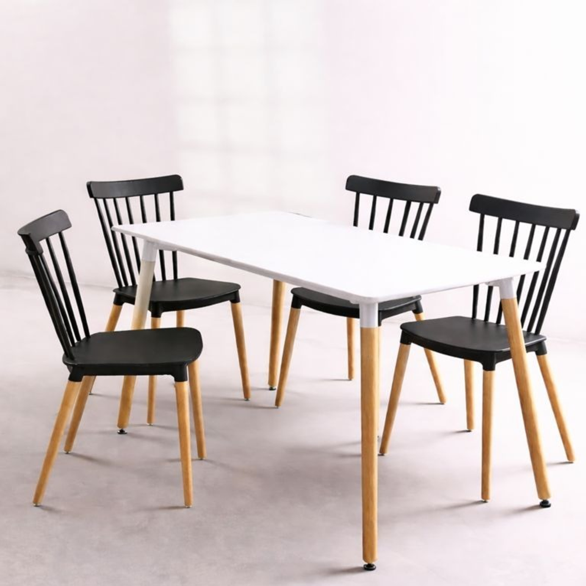 Comedor Mesa Rectangular Melamina 120 x 80 + 4 Sillas Windsor  21