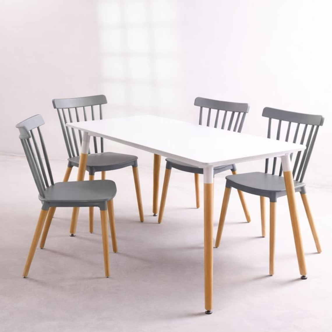 Comedor Mesa Rectangular Melamina 120 x 80 + 4 Sillas Windsor  22