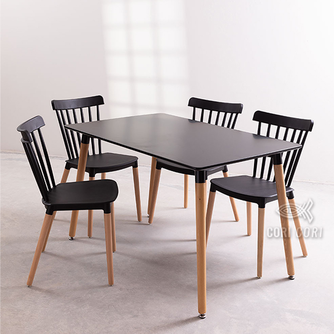 Comedor Mesa Rectangular Melamina 130x80cm + 4 Sillas Windsor  4