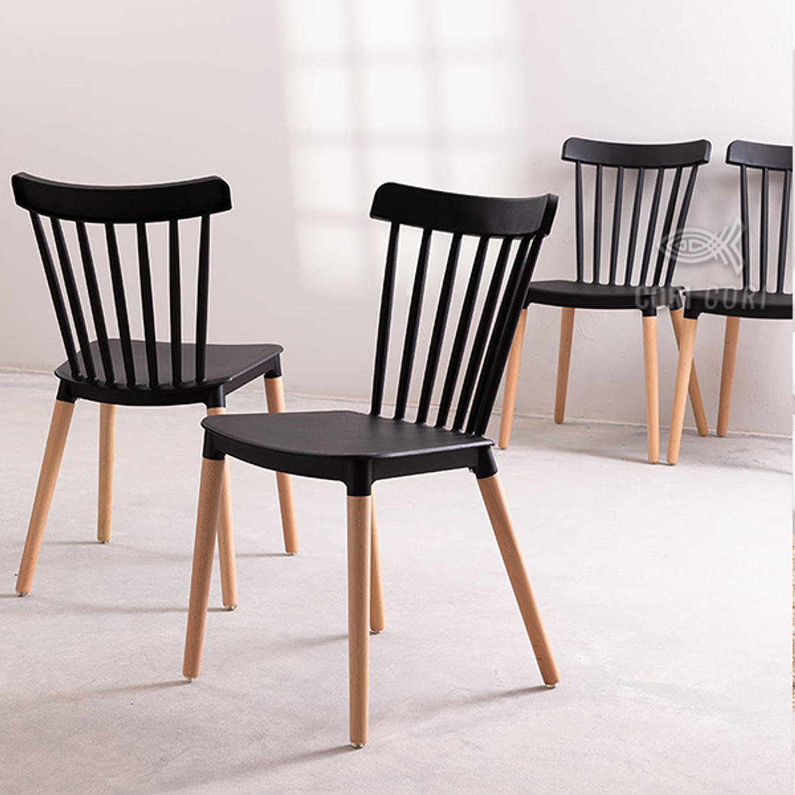 Comedor Mesa Rectangular Melamina 130x80cm + 4 Sillas Windsor  19