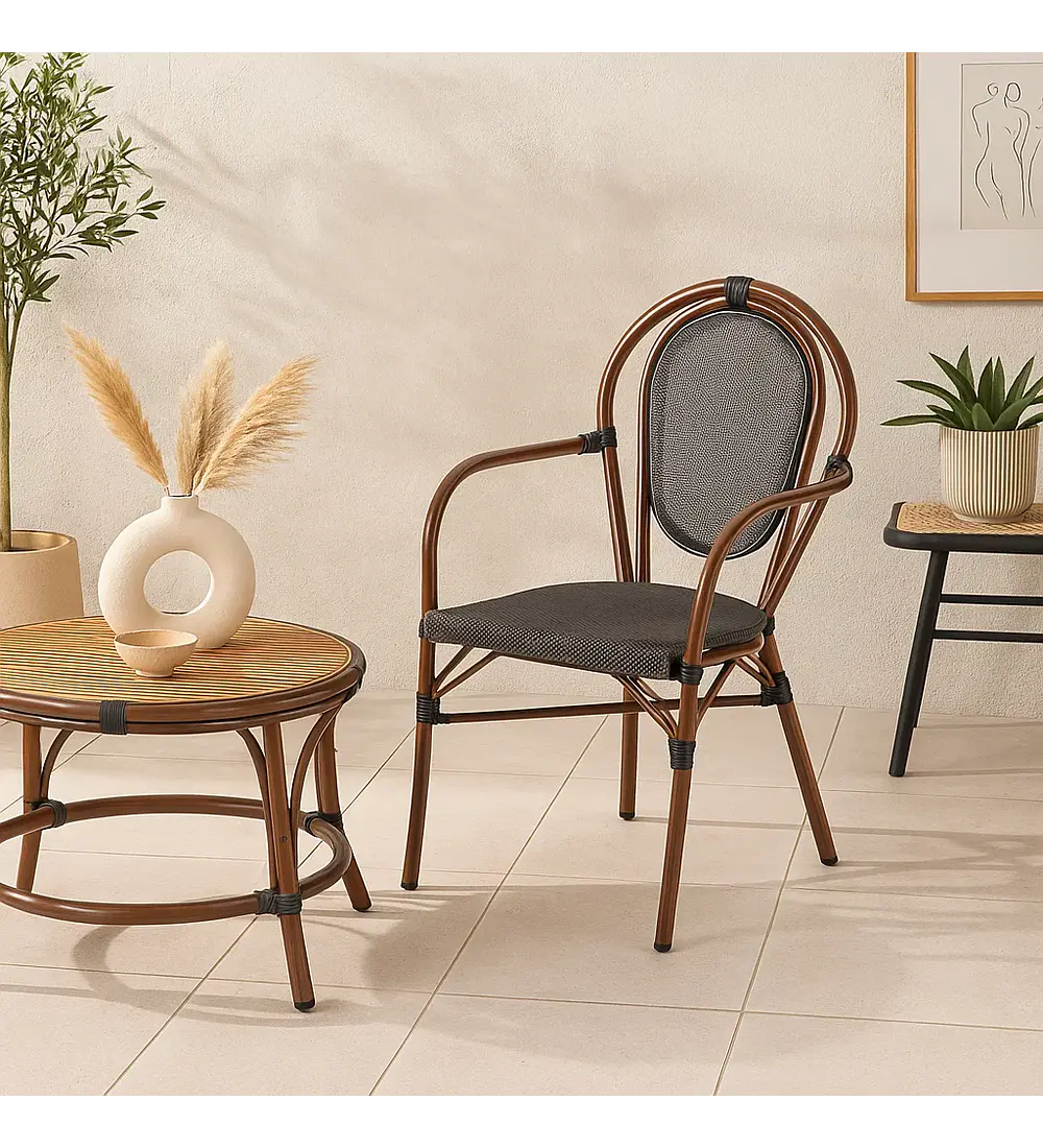 Silla Provence Parisina Rattan con Reposabrazos