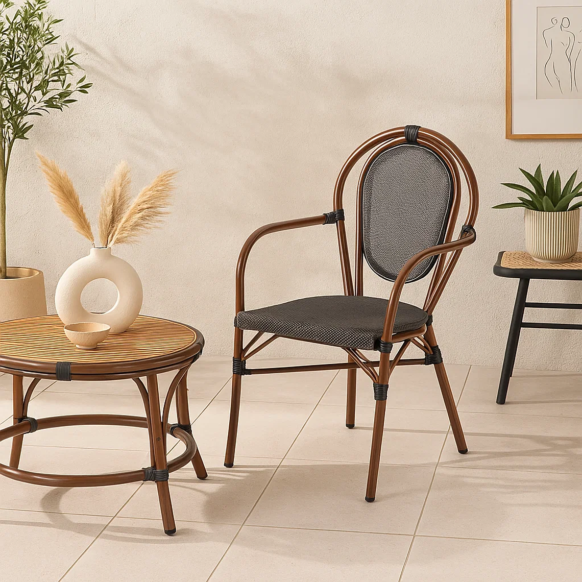 Silla Provence Parisina Rattan con Reposabrazos 3