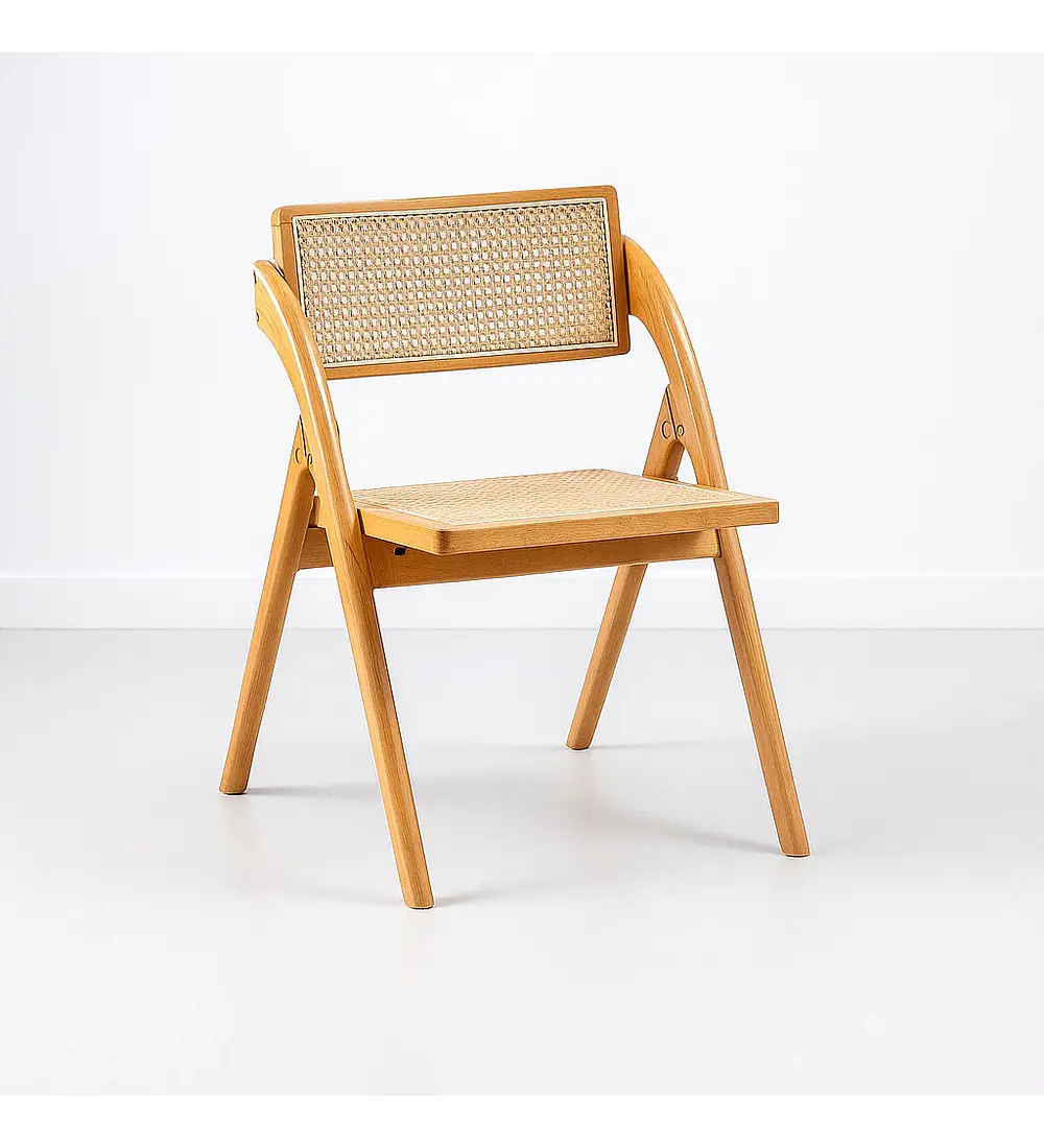 Silla Ambar Plegable de Madera Rattan Natural