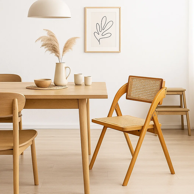 Silla Ambar Plegable de Madera Rattan Natural 3