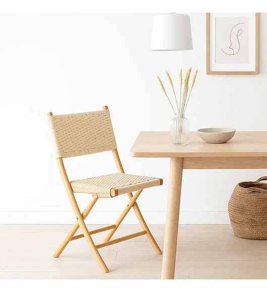 Silla Nido Plegable de Madera Rattan Natural
