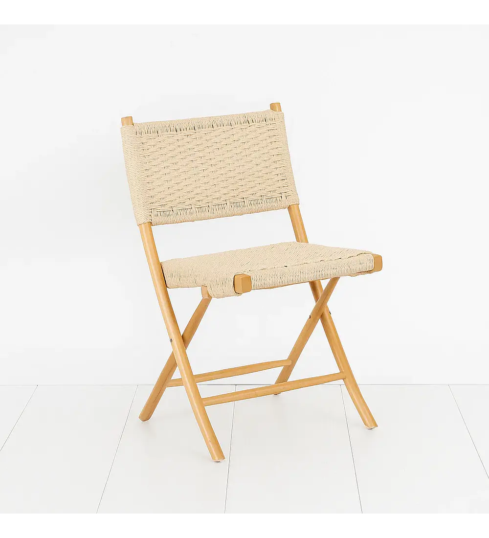 Silla Nido Plegable de Madera Rattan Natural