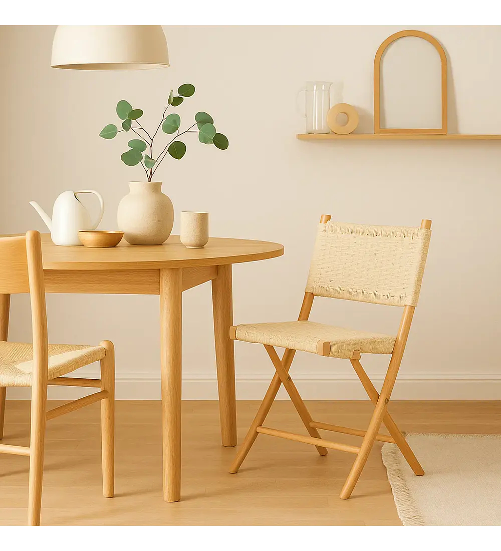 Silla Nido Plegable de Madera Rattan Natural