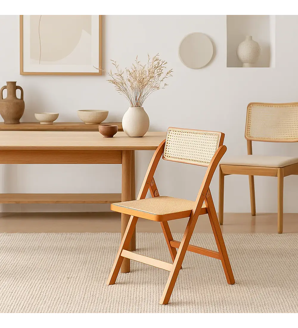 Silla Mistral Plegable de Madera Rattan Natural