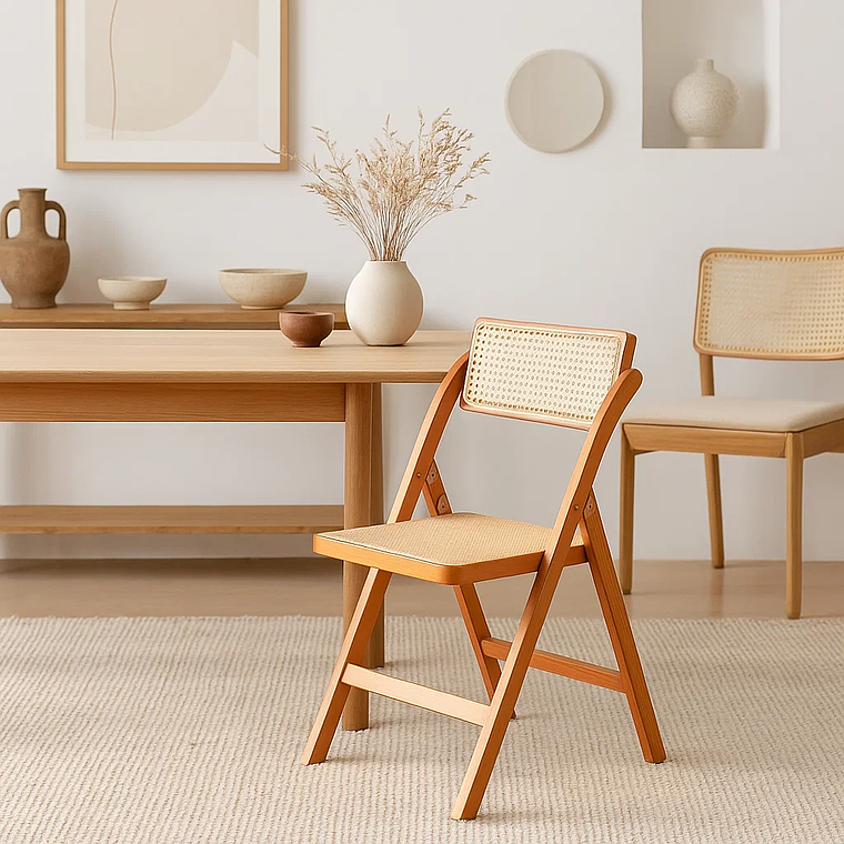 Silla Mistral Plegable de Madera Rattan Natural 3