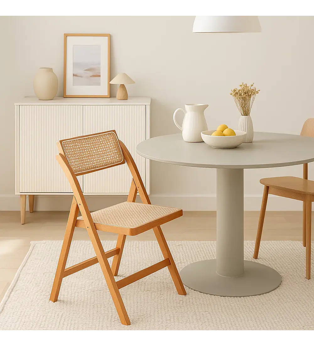 Silla Mistral Plegable de Madera Rattan Natural