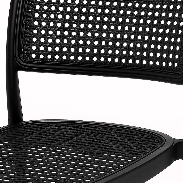 Silla de Restaurant o Terraza Comedor Hoffman Enrejada - Negra Completa 3