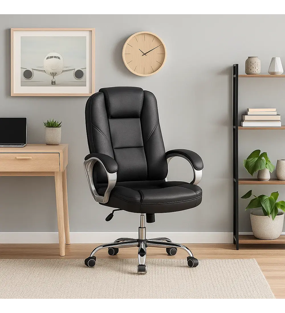 Silla de Oficina Ejecutiva Magnus Cuero Sintético - Negro
