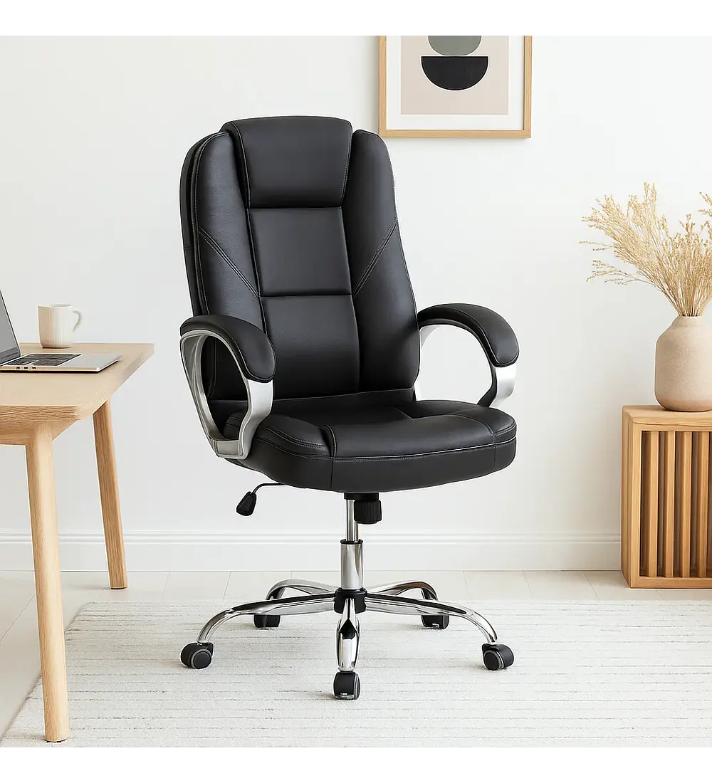 Silla de Oficina Ejecutiva Magnus Cuero Sintético - Negro