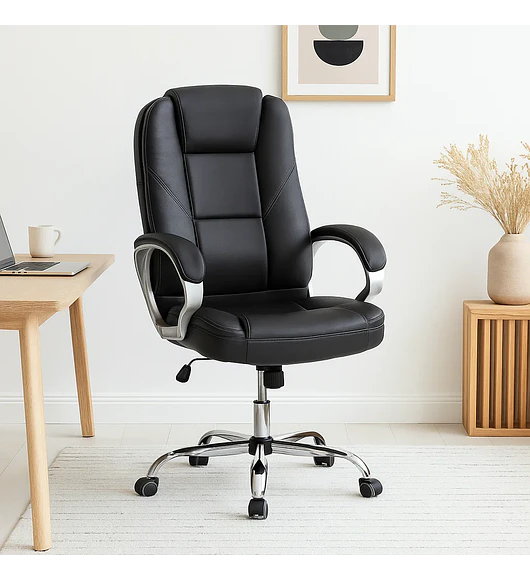 Silla de Oficina Ejecutiva Magnus Cuero Sintético - Negro