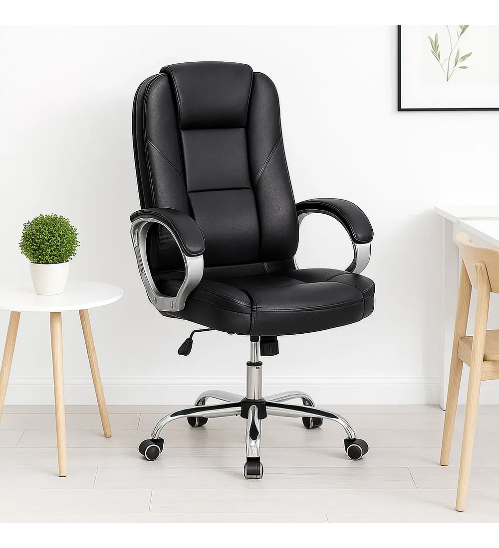 Silla de Oficina Ejecutiva Magnus Cuero Sintético - Negro