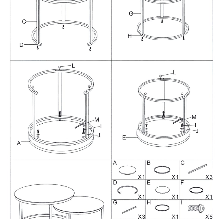 Mesa de Centro Anidada con Cubierta de Piedra Sinterizada (80 cm + 60 cm) 6