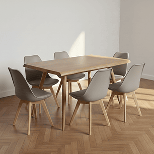 Mesa Rubi Rustica 120x80cms + 6 Silla Tulip 