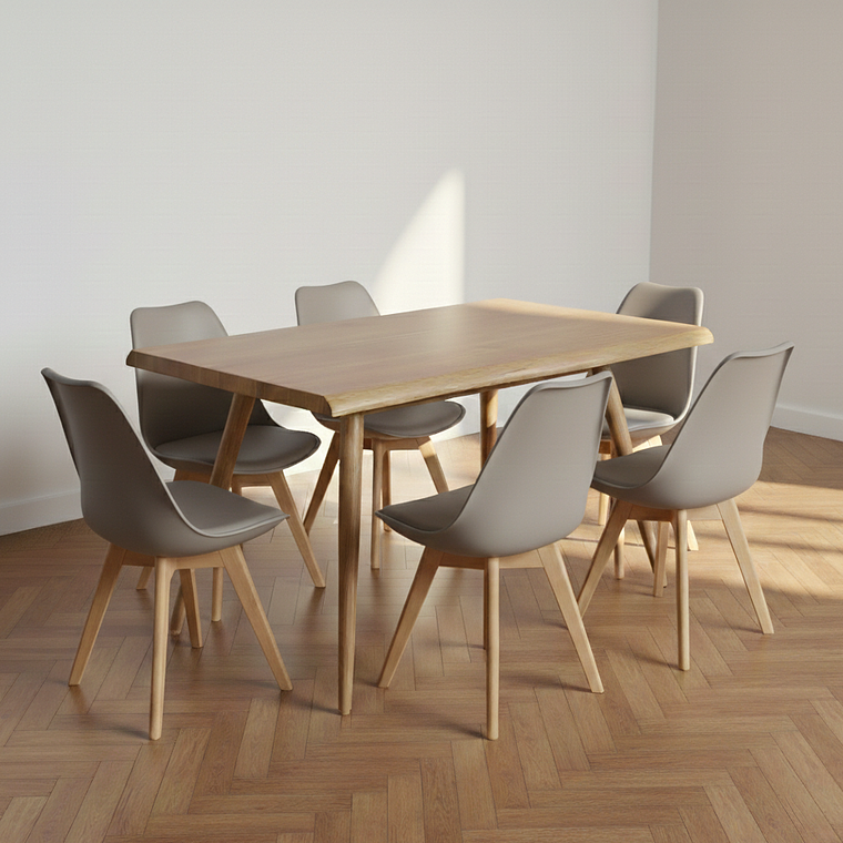 Mesa Rubi Rustica 120x80cms + 6 Silla Tulip  1