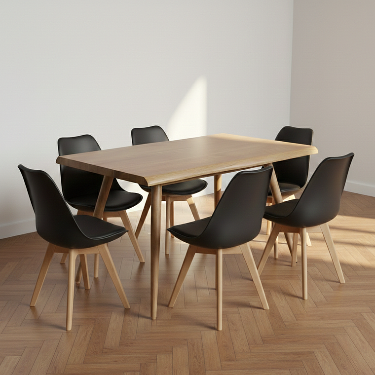 Mesa Rubi Rustica 120x80cms + 6 Silla Tulip  5