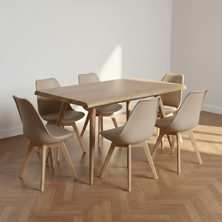 Mesa Rubi Rustica 120x80cms + 6 Silla Tulip  6