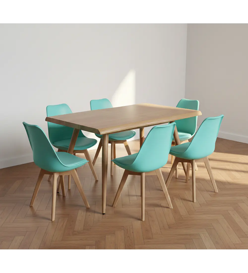 Mesa Rubi Rustica 120x80cms + 6 Silla Tulip 