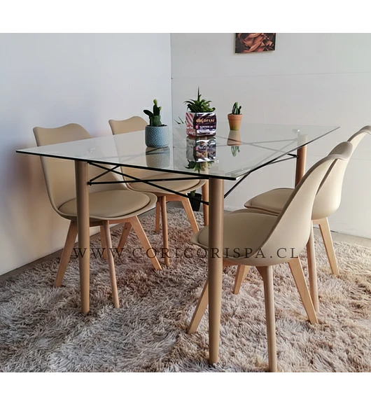 Mesa Crox 140 x 80cms + 4 Sillas Tulip