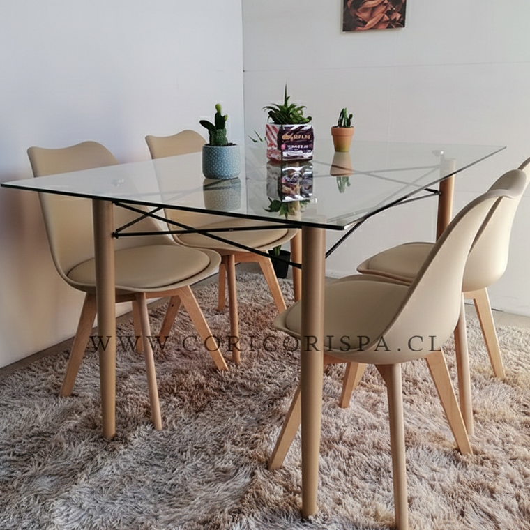 Mesa Crox 140 x 80cms + 4 Sillas Tulip 1