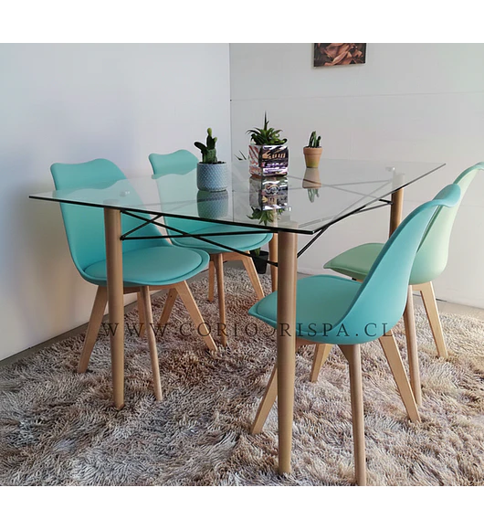 Mesa Crox 140 x 80cms + 4 Sillas Tulip