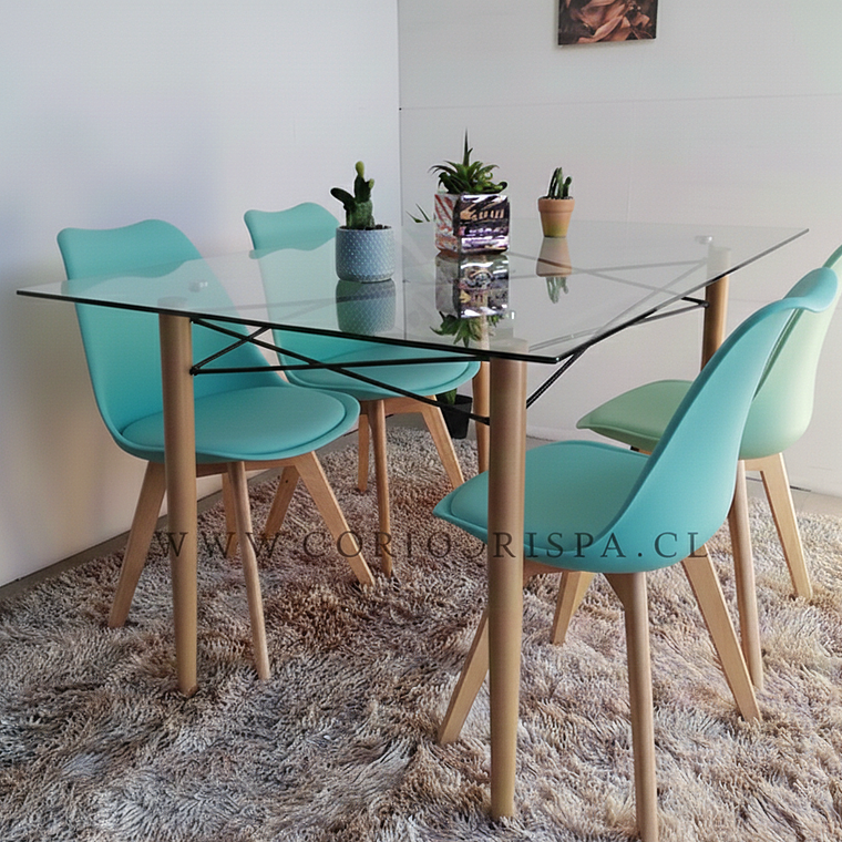 Mesa Crox 140 x 80cms + 4 Sillas Tulip 12