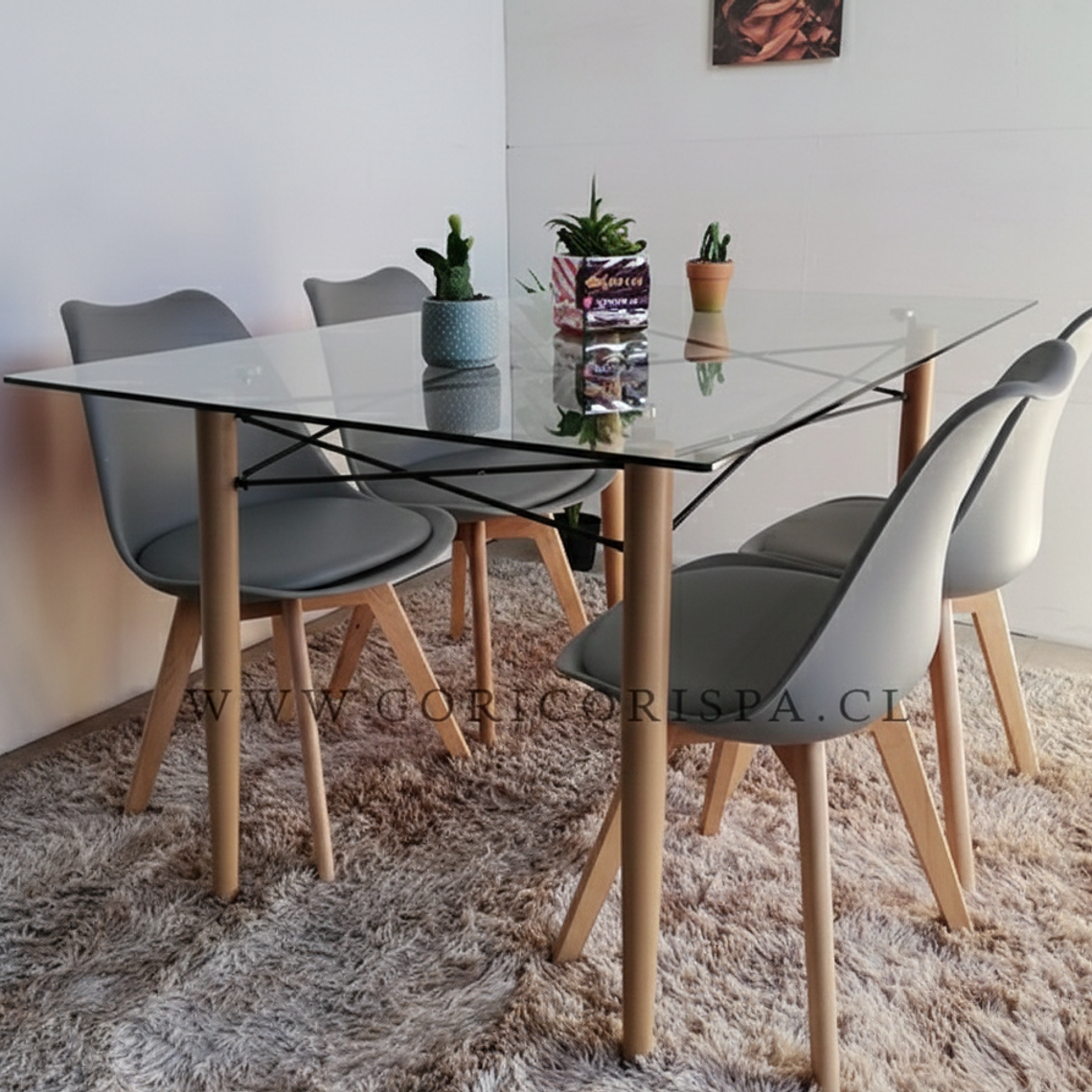 Mesa Crox 140 x 80cms + 4 Sillas Tulip 14