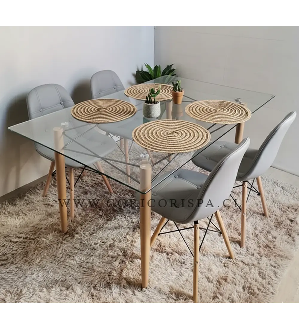 Mesa Crox 140 x 80cms +  4 Eames Capitonne Ecocuero