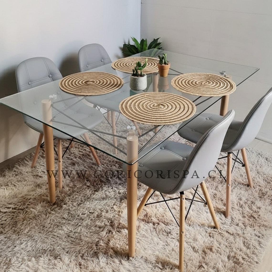 Mesa Crox 140 x 80cms +  4 Eames Capitonne Ecocuero 2