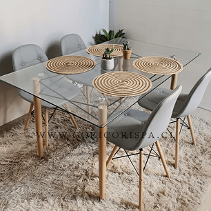 Mesa Crox 140 x 80cms +  4 Eames Capitonne Ecocuero