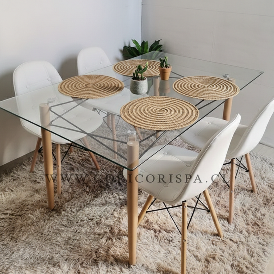 Mesa Crox 140 x 80cms +  4 Eames Capitonne Ecocuero 3