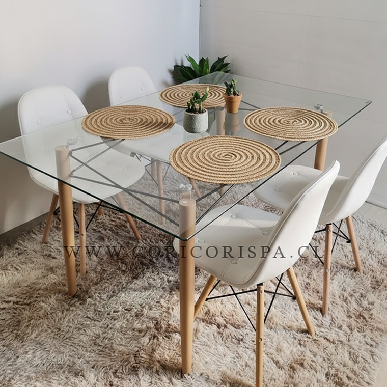Mesa Crox 140 x 80cms +  4 Eames Capitonne Ecocuero 3