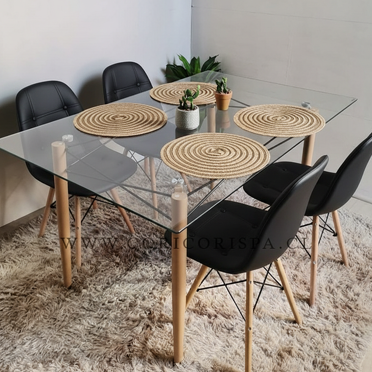 Mesa Crox 140 x 80cms +  4 Eames Capitonne Ecocuero 4