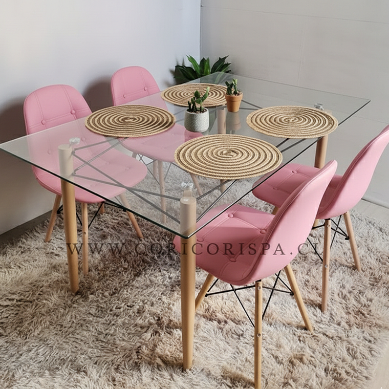 Mesa Crox 140 x 80cms +  4 Eames Capitonne Ecocuero 1