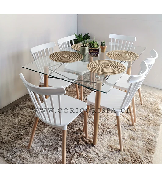 Mesa Crox 140 x 80cms +  6 Sillas Windsor