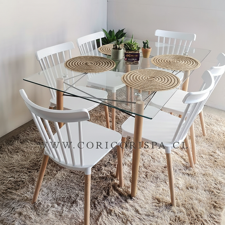 Mesa Crox 140 x 80cms +  6 Sillas Windsor 6