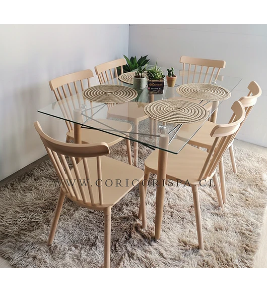Mesa Crox 140 x 80cms +  6 Sillas Windsor