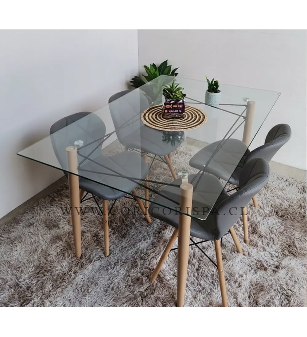 Mesa Crox 140 x 80 + 4 Silla Eames Mariposa Ecocuero