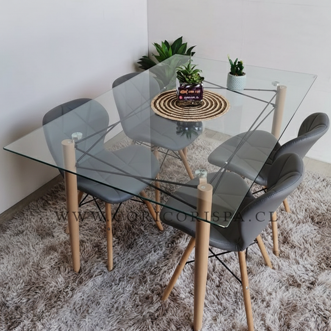 Mesa Crox 140 x 80 + 4 Silla Eames Mariposa Ecocuero 8