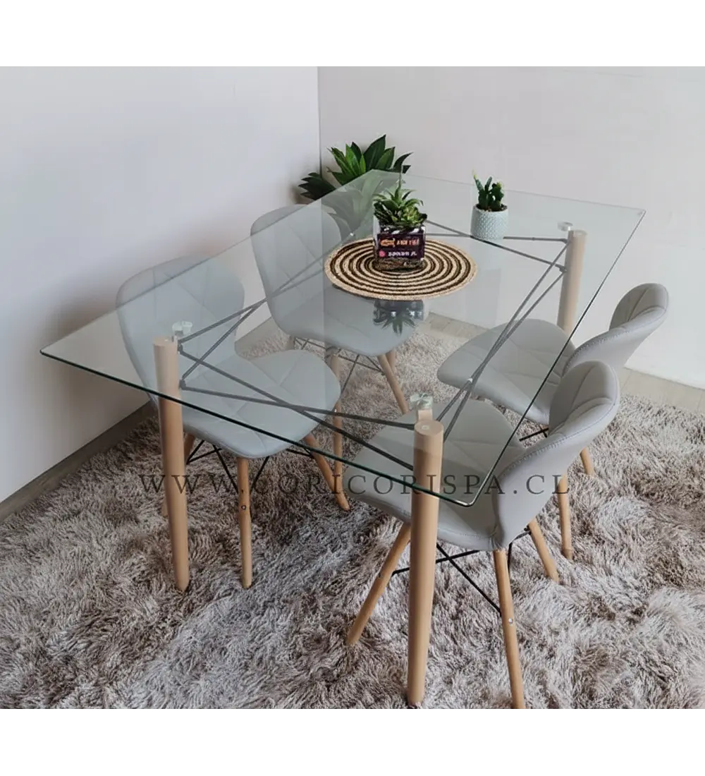 Mesa Crox 140 x 80 + 4 Silla Eames Mariposa Ecocuero