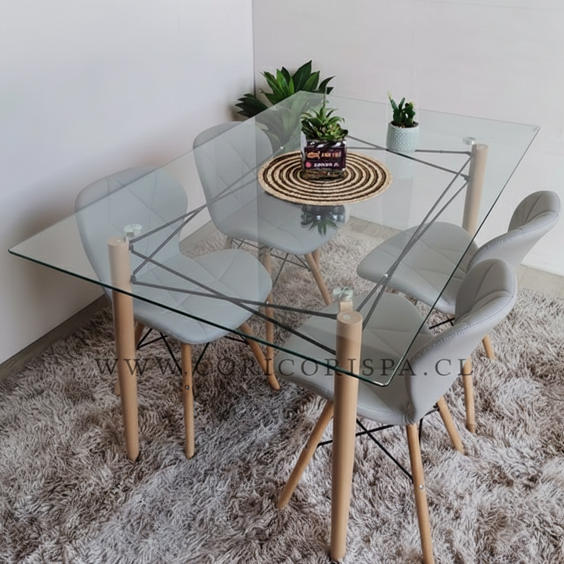 Mesa Crox 140 x 80 + 4 Silla Eames Mariposa Ecocuero 9