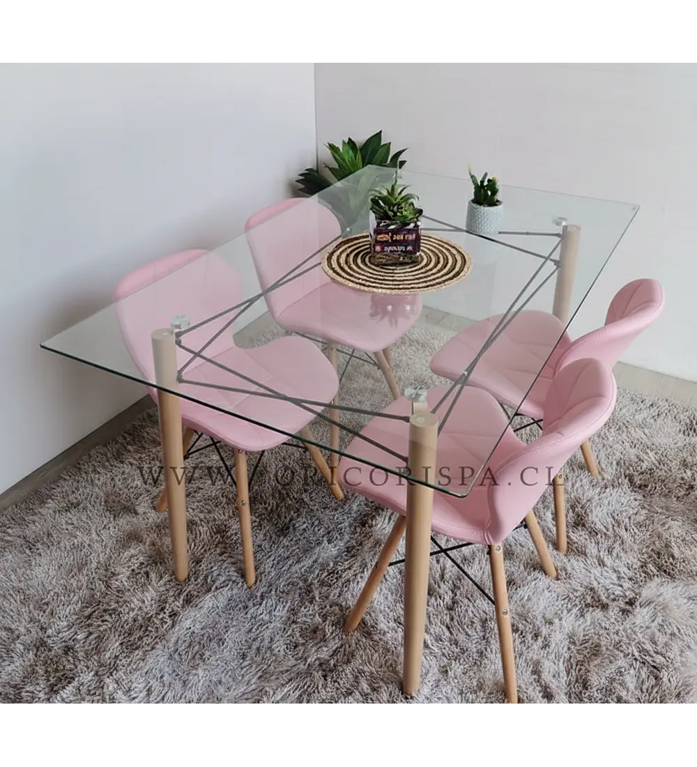 Mesa Crox 140 x 80 + 4 Silla Eames Mariposa Ecocuero
